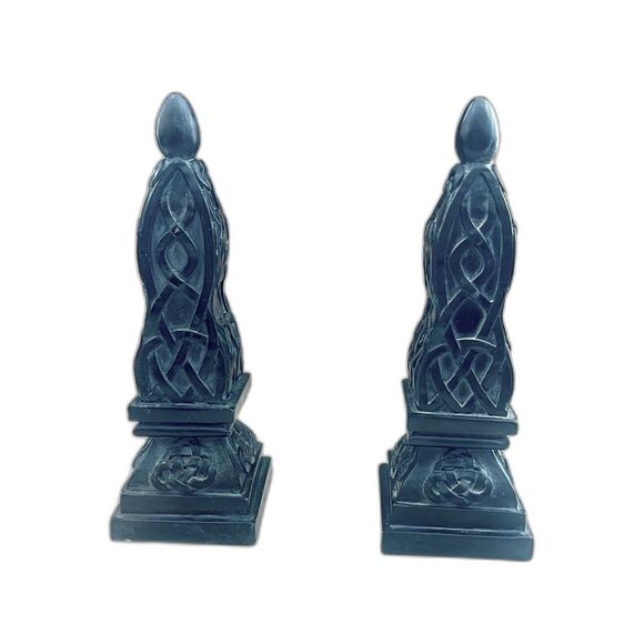 Vintage CBK LTD LLC 1999 Black Chess Like Figurine Statue Set of 2 Home Decor - Picture 1 of 10